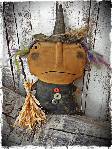 Primitive Folk Art Old Grungy Witch Halloween Doll Autumn