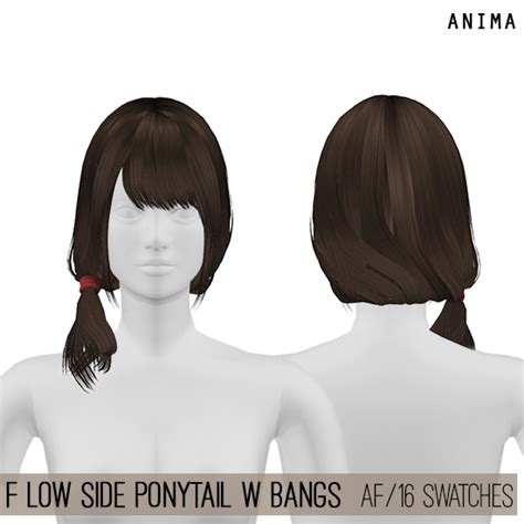 Female Long Ponytail Hair With Side Fringe For The Sims 4 By Anima 0e6