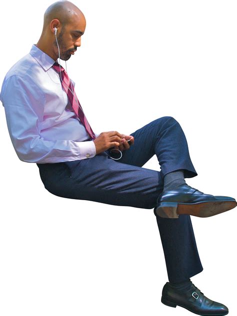 Business man sitting using phone | People cutout, Render people, People png