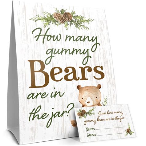 Buy Guess How Many Gummy Bears Woodland Baby Shower Game Sign With