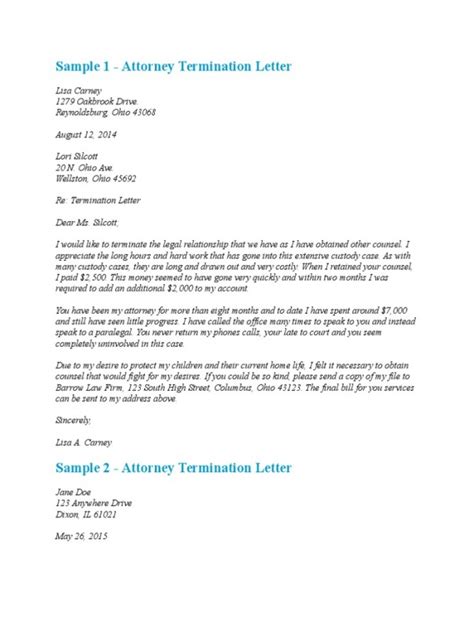 Get best and free printable templates and notes in easy to download pdf format. Attorney Termination Letter Samples & Templates Download