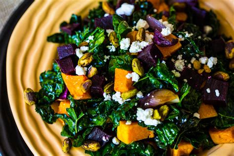 Tuscan Kale Salad With Roasted Butternut Squash And Beets At Home With