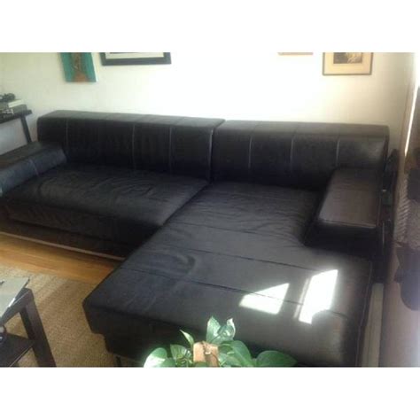 Ikea Kramfors Black Leather Sectional Sofa Aptdeco