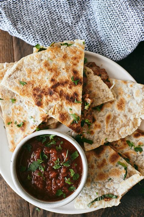 Spinach Quesadillas With Spiced Pinto Beans Naturally Ella