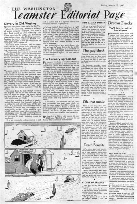 Political endorsements are good examples of editorials of persuasion. Washington Teamster (newspaper) Seattle: 1937-present