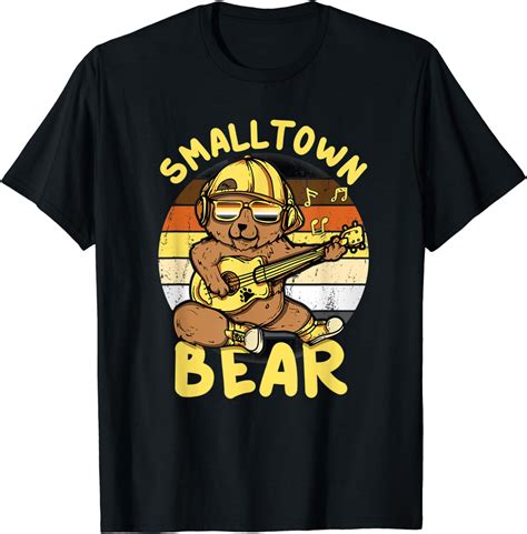 Amazon Com Smalltown Bear Brotherhood Flag Gay Bear Playing Guitar T