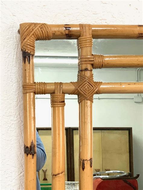 Hang it in your bedroom, office or in your entry way. Large Rectangular Mirror with Bamboo and Wicker Structure ...