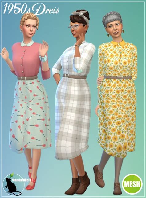 1950s Dress Recolor Sims 4 Mods Clothes Sims 4 Sims 4 Clothing