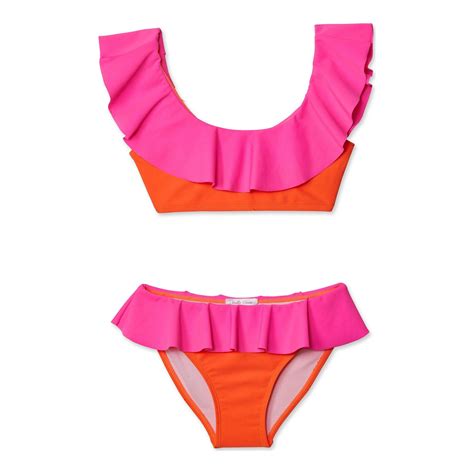 Neon Pink And Orange Bikini Bikinis Girls Swimsuit Orange Bikini