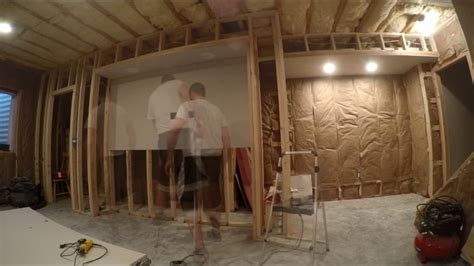 Hang drywall, install drywall, hang sheetrock How To Drywall A Basement Concrete - Small House Interior ...
