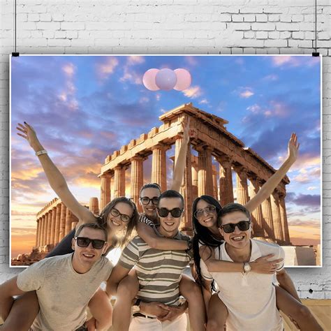 Lfeey 5x3ft Sunset Greece Parthenon Photo Backdrop Historical Building