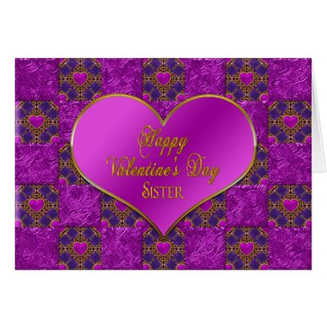Valentines Day Sister Heartspurplepink Card Zazzle