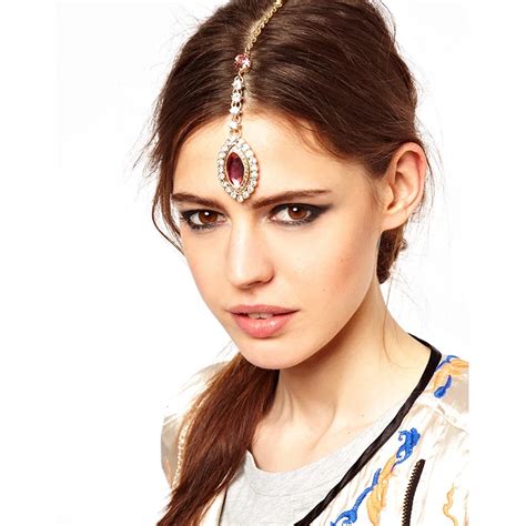 Omeng Fashion Crystal Rhinestone Pendant High Forehead Women Indian