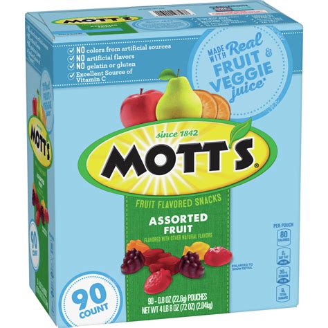 Motts Fruit Flavored Snacks Assorted Fruit 90 Ct 8 Oz Each