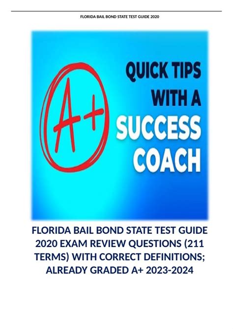 FLORIDA BAIL BOND STATE TEST GUIDE 2020 EXAM REVIEW QUESTIONS (211