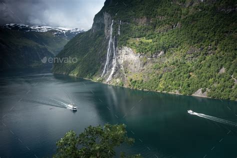 Beautiful Views In Geiranger Geirangerfjord Norway Stock Photo By