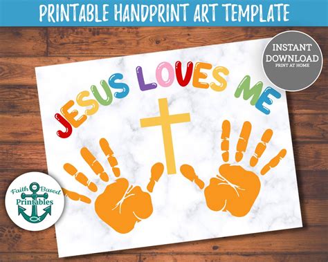 Jesus Loves Me Printable Handprint Craft Christian Homeschool Etsy