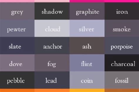 Know Your SHADES OF GREY Color Colours Color Names