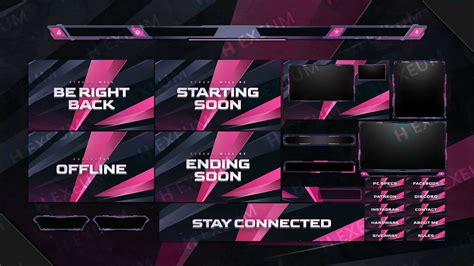 Fracture Pink Themed Animated Obs Overlay Package Hexeum