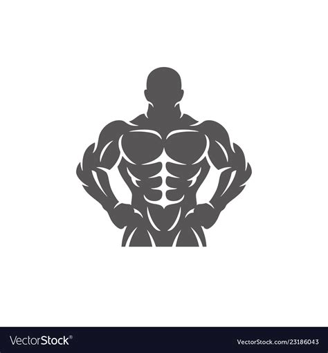 Bodybuilder Male Silhouette Isolated On White Vector Image