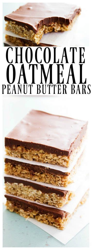 It will probably take about 4 hours to really firm up. Chocolate Oatmeal Peanut Butter Bars - A Dash of Sanity