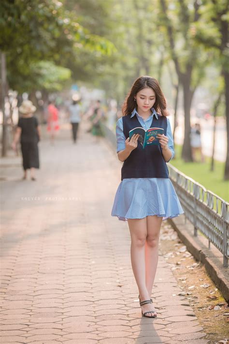 Korean Girl Asian Girl Office Uniform Blue Train Office Skirt