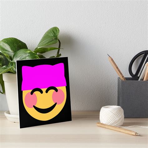 pink pussy hat emoji art board print by gossiprag redbubble