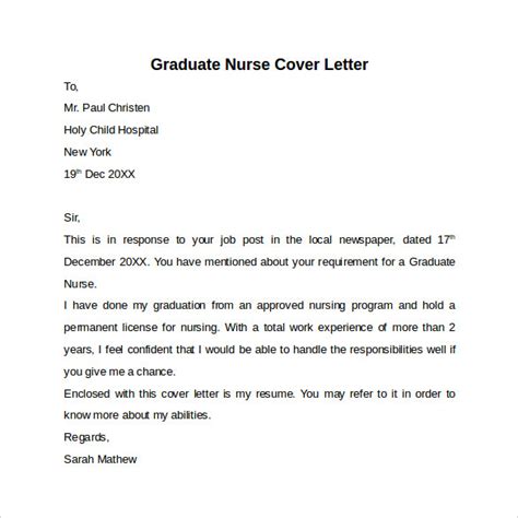 This sample cover letter for a nurse can help give your career a healthy prognosis. Application Letter New Grad Nurse Sample