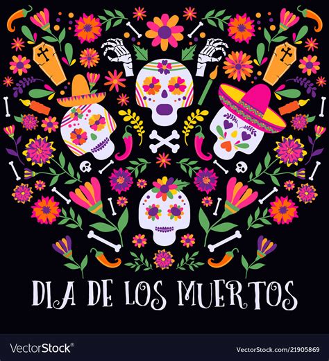 Day Dead Dia De Los Muertos Banner Royalty Free Vector Image