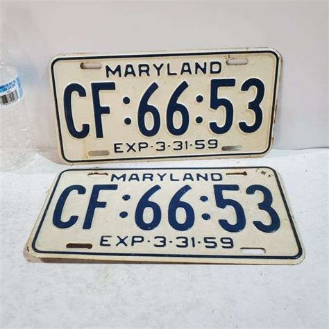Vintage Maryland License Plates Trice Auctions