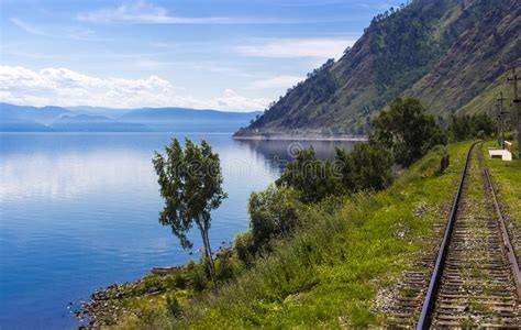 Railway On Shore Lake Baikal Stock Photo Image Of Nature Coast