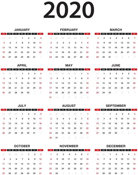 2020 Calendar Png Transparent Picture Png Mart Riset