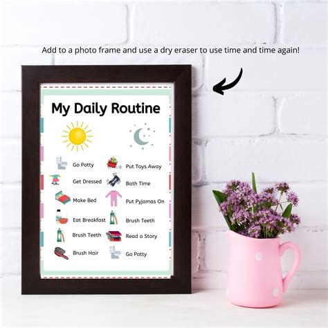 Fillable Kids Routine Chart Editable Template Bedtime Etsy