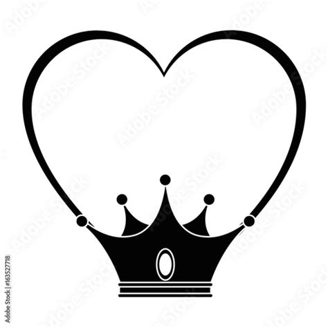 Heart With Crown Icon Over White Background Vector Illustration Stock