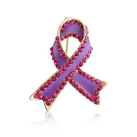 Bling Jewelry Purple Ribbon Pancreatic Cancer Survivor Crystal Brooch