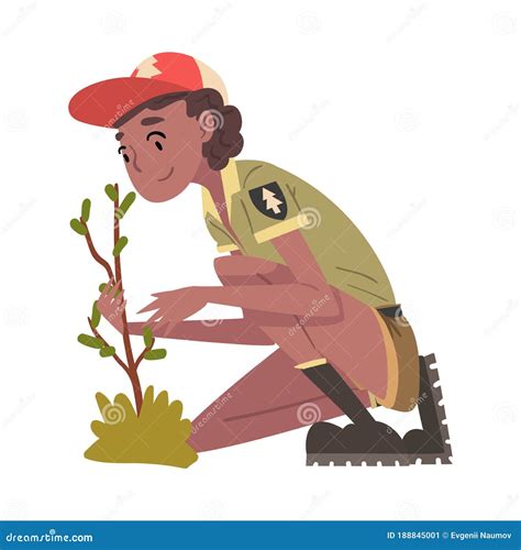 Girl Forest Ranger Caring For Plant National Park Service Employee