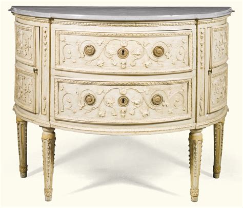 An Italian Cream And Ivory Painted Demi Lune Commode Piedmontese Late