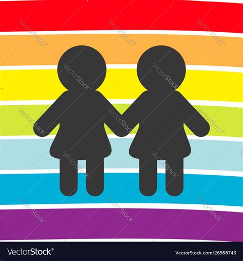 Rainbow Flag Backdrop Lgbt Gay Symbol Two Woman Vector Image