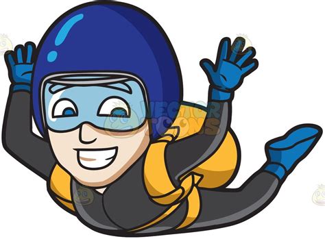 A Man Grins While Skydiving Cartoon Stock Clip Art • Vector Toons
