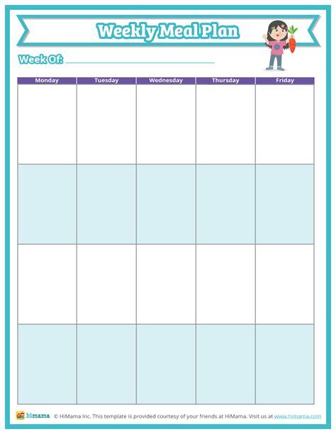 Printable Fillable Weekly Menu Template For Daycare