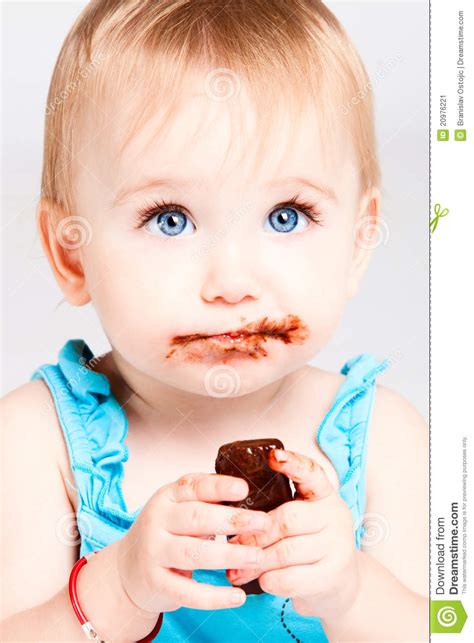 Baby Girl Eat Chocolate Stock Image Image Of Expression 20976221