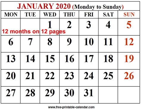 Printable Monthly Calendar 2020 Example Calendar Printable Gambaran