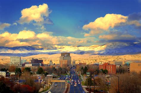 Boise Idaho In The Gorgeous Early Morning Before Sunrise Downtown