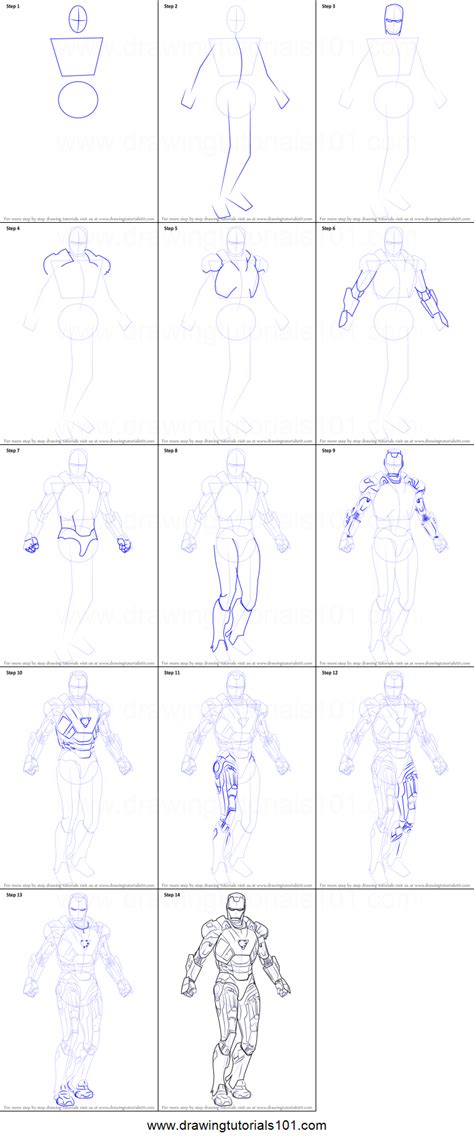 How to Draw Iron Man printable step by step drawing sheet