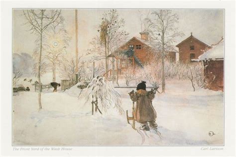 Carl Larsson The Front Yard And Wash House Victorian Painting Postcard