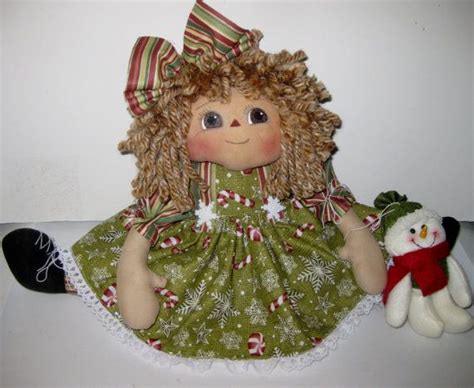 Primitive Raggedy Ann Doll Christmas Candy Canes Snowflakes Etsy