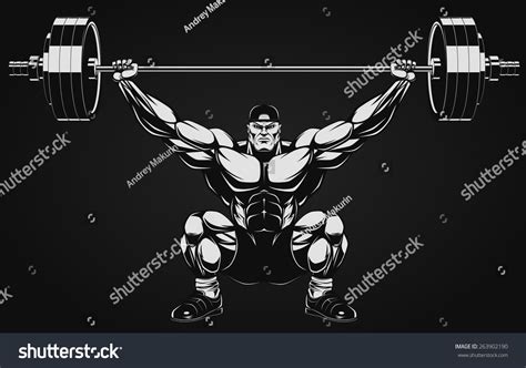 Bodybuilder With A Barbell Bodybuilding Bodybuilder Illustration
