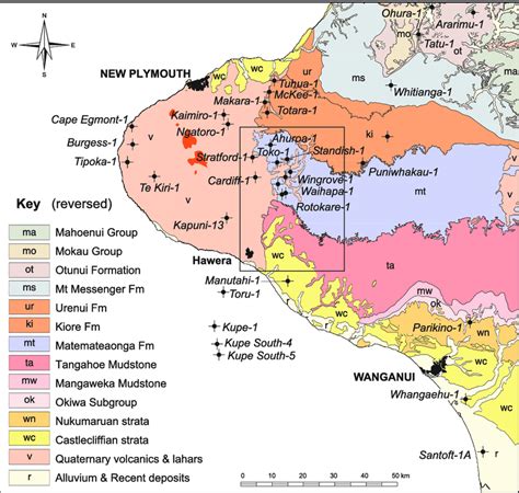 Generalised Geological Map Of The Taranaki Region Showing Broad