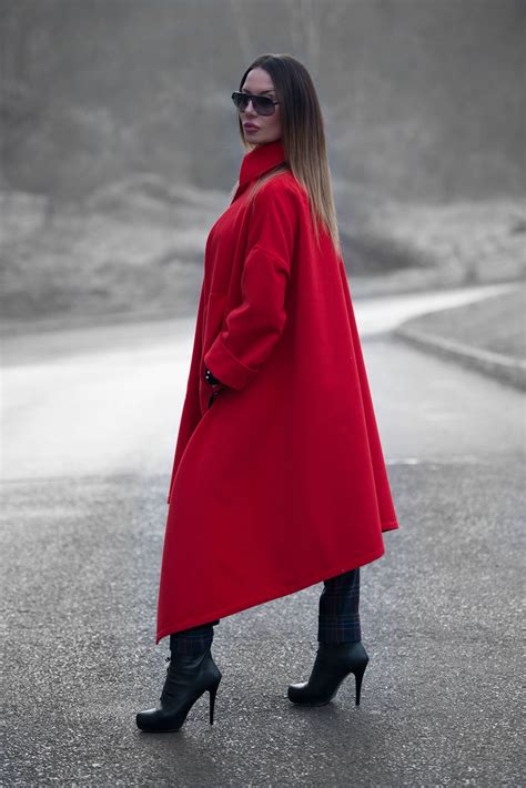 Clothing Autumn Trendy Coat Red Cashmere Women Coat Winter Etsy