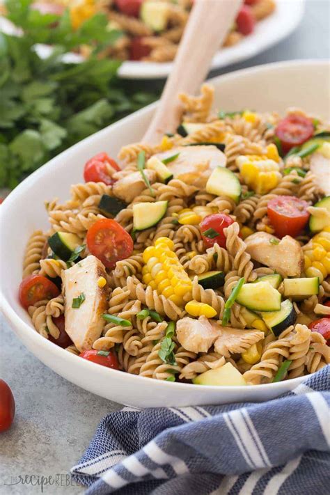 I am pretty much never sick of them, and from the response i get when i tote one out at an outdoor. BBQ Chicken Pasta Salad with Tomatoes, Zucchini & Corn